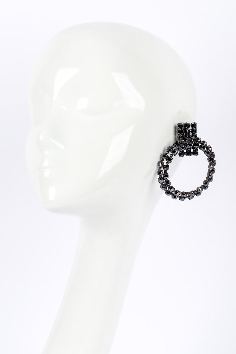 Vintage Hinged Circle Drop Earrings on mannequin @Recessla