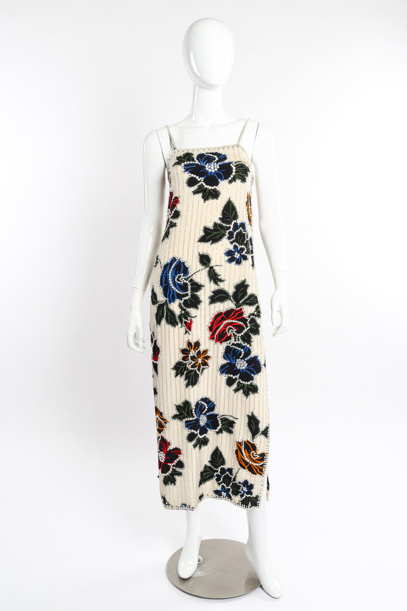 Vintage I.Magnin Floral Crystal Sequin Gown front view on mannequin @recessla