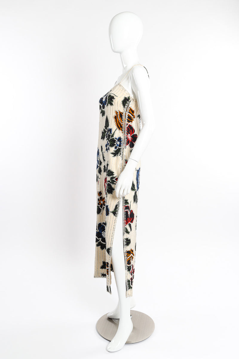Vintage I.Magnin Floral Crystal Sequin Gown side view on mannequin @recessla