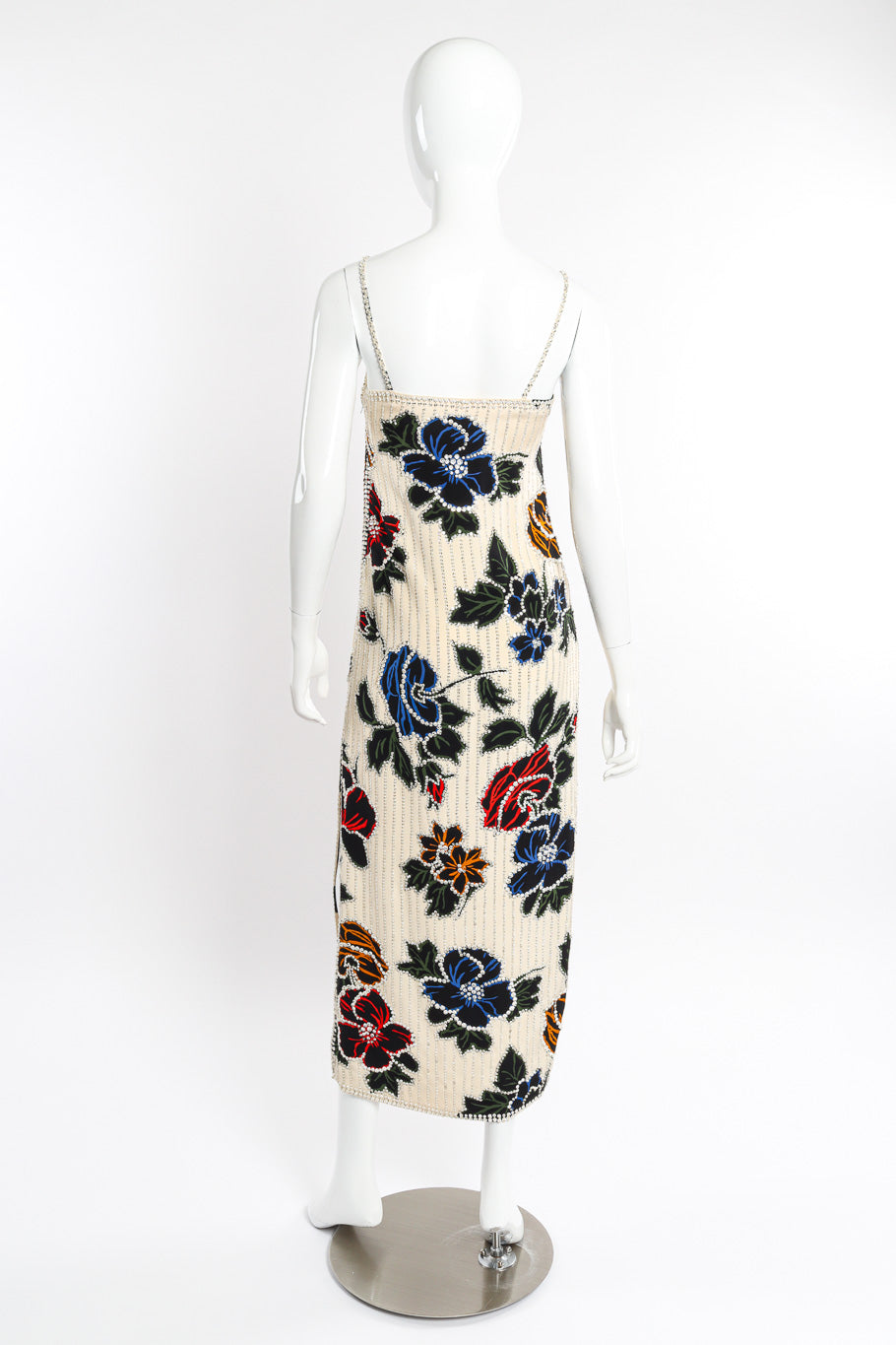 Vintage I.Magnin Floral Crystal Sequin Gown back view on mannequin @recessla