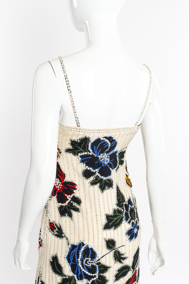 Vintage I.Magnin Floral Crystal Sequin Gown back view on mannequin closeup @recessla