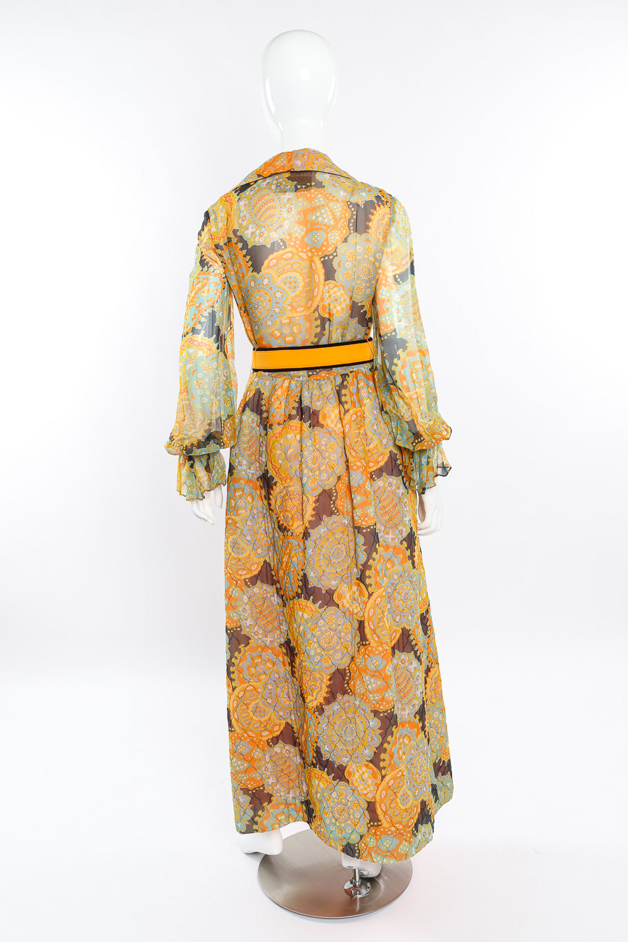 Vintage Berenice Lang Floral Quilt Dress with Belt back view on mannequin @Recessla