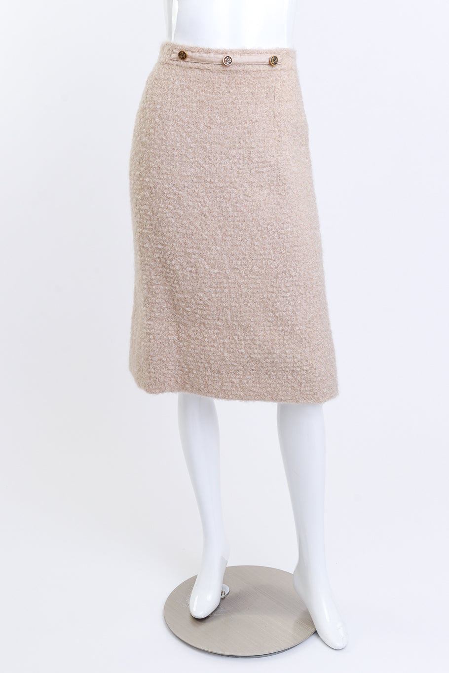 Vintage I.Magnin Curly Wool Skirt Suit skirt front on mannequin @recess la