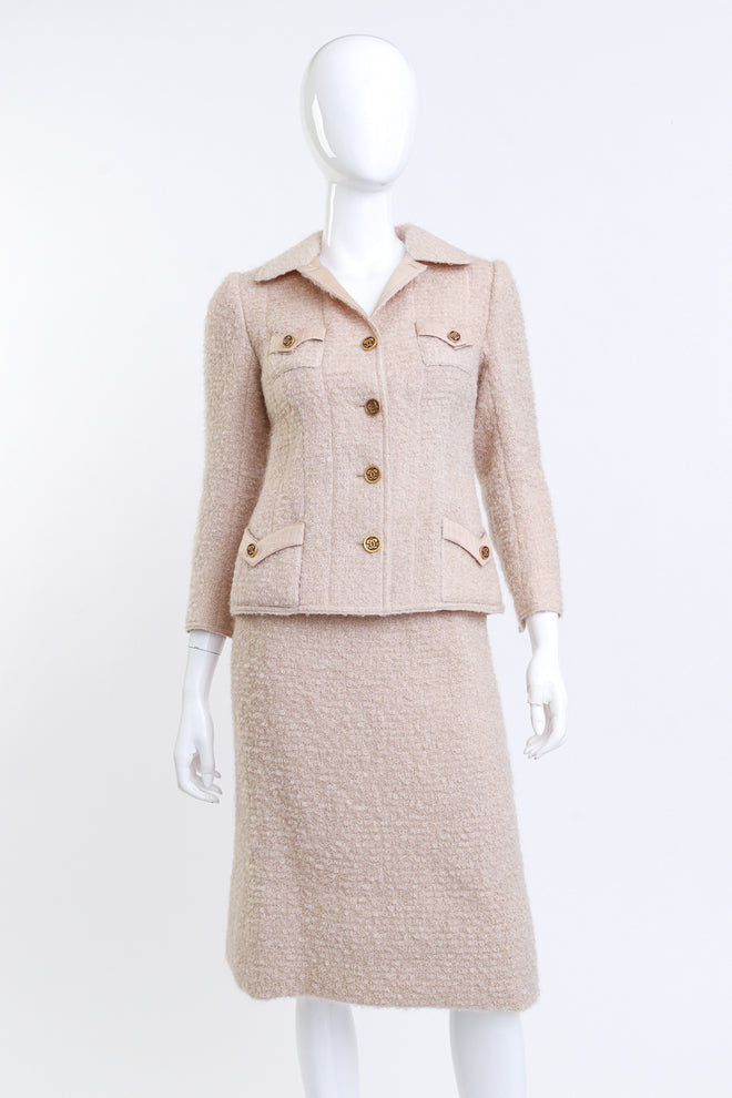 Vintage I.Magnin Curly Wool Skirt Suit front on mannequin @recess la