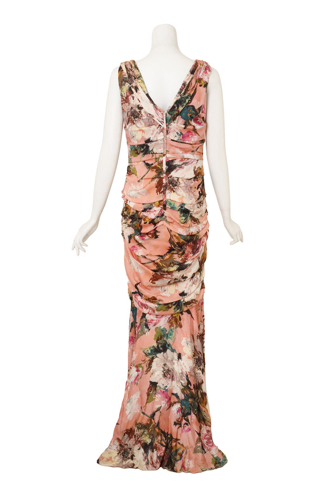 Floral Ruche Draped Gown by Dolce & Gabbana on mannequin back @ Recess LA