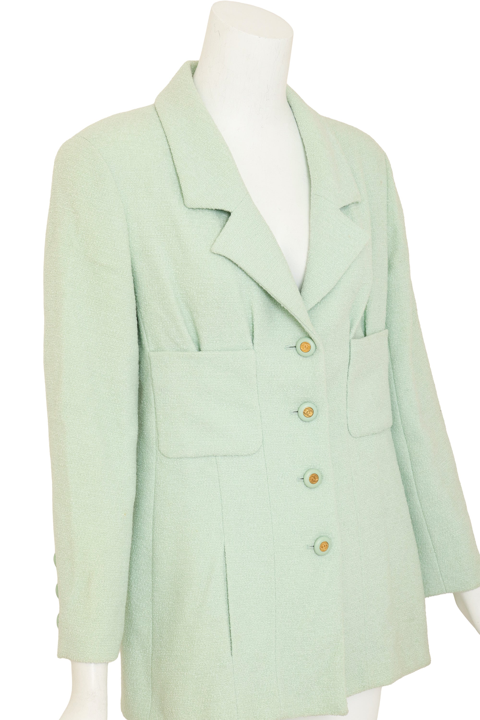 Pleated Bouclé CC Blazer by Chanel on mannequin close @ Recess LA