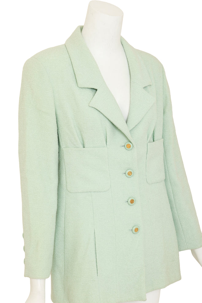 Pleated Bouclé CC Blazer by Chanel on mannequin close @ Recess LA