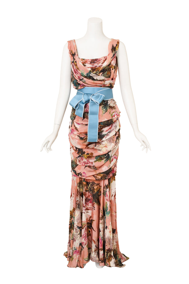 Floral Ruche Draped Gown by Dolce & Gabbana on mannequin @ Recess LA