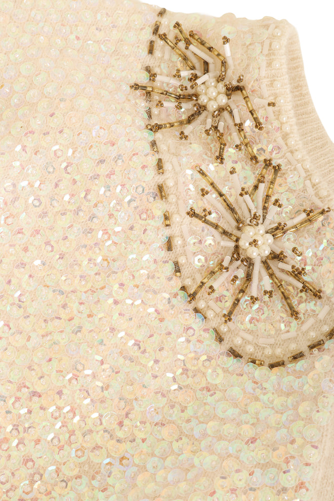 Vintage Dolce & Gabbana Starburst Embellished Cardigan beading close @ Recess LA