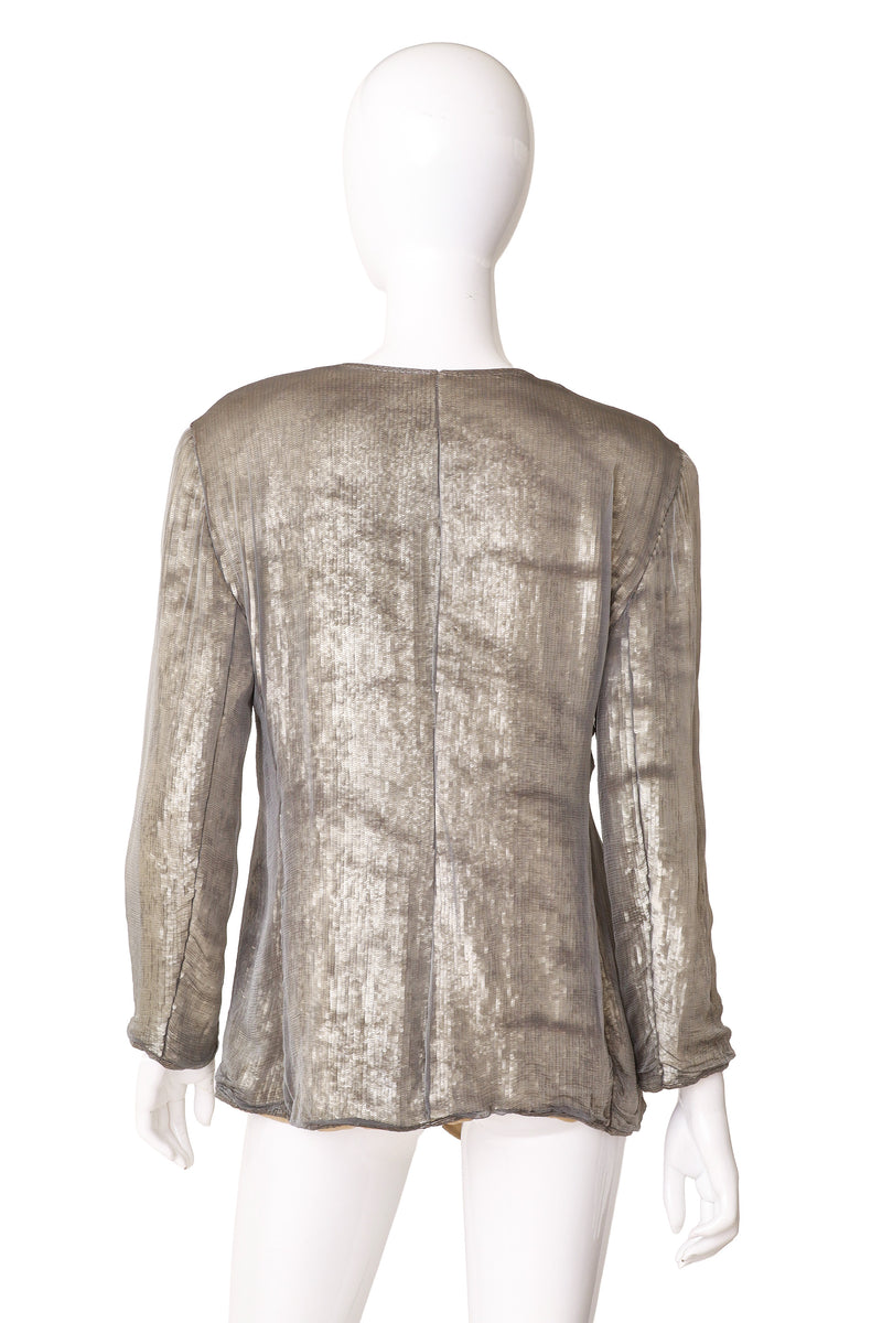 sequin sheer overlay jacket by Calvin Klein on mannequin back @ Recess LA