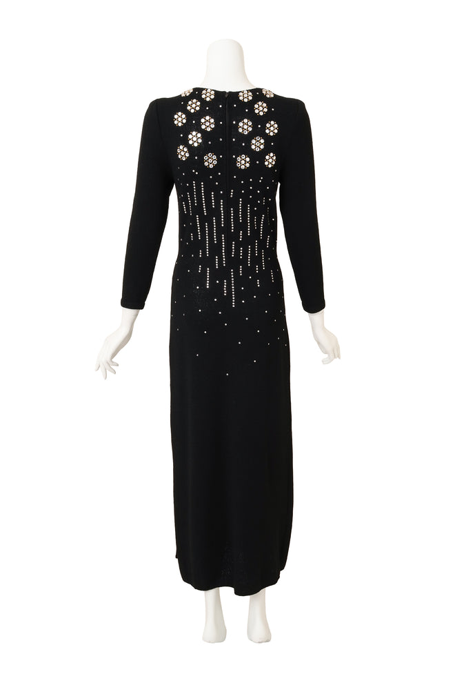 Vintage Adolfo Crystal Rosette Knit Gown  back @ Recess LA 