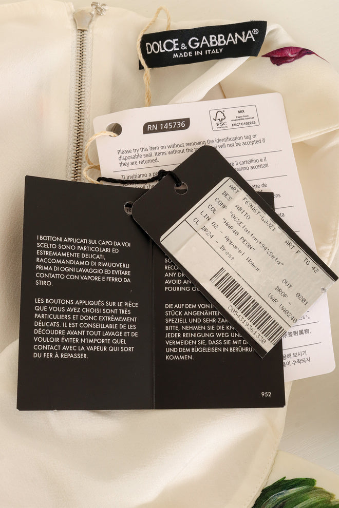 Dolce & Gabbana Rose Button Floral Tea Dress tags at Recess 