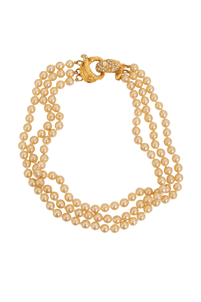 Snake Clasp Pearl Necklace by Rose Benedetti @ Recess LA