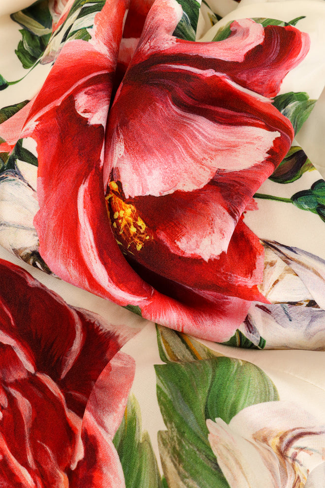 Dolce & Gabbana Rose Button Floral Tea Dress closeup at Recess 