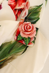 Dolce & Gabbana Rose Button Floral Tea Dress closeup at Recess 