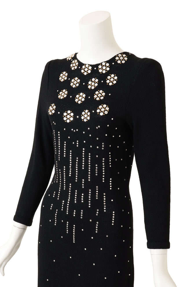 Vintage Adolfo Crystal Rosette Knit Gown  close up @ Recess LA 