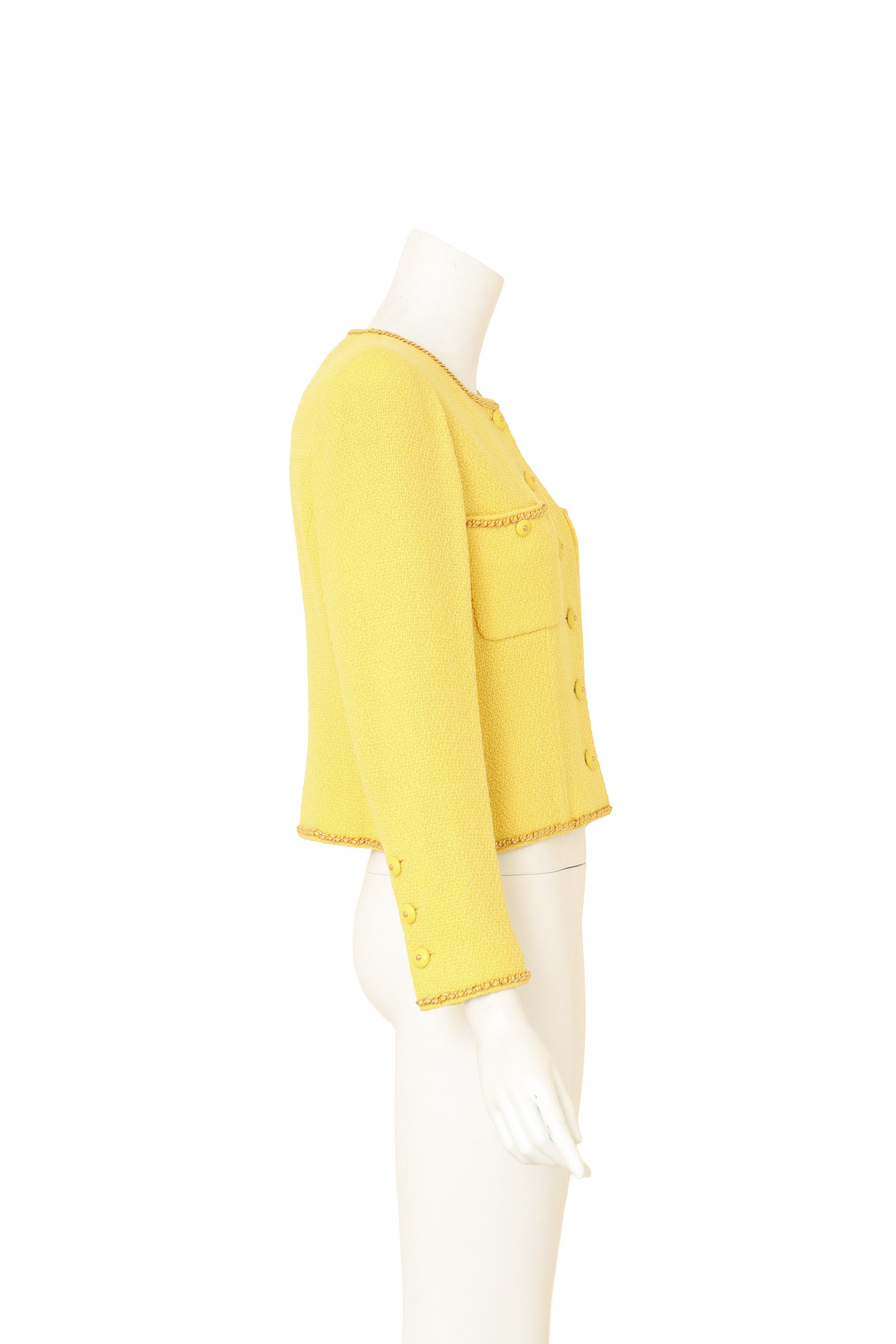 Chain Edge Bouclé Jacket by Chanel on mannequin side @ Recess LA