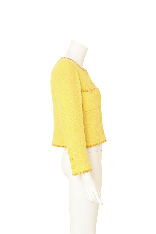 Chain Edge Bouclé Jacket by Chanel on mannequin side @ Recess LA