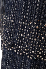 Vintage Mollie Parnis Metallic Beaded Lace Overlay Dress fabric close @ Recess LA