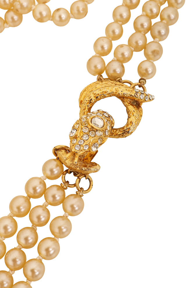 Snake Clasp Pearl Necklace by Rose Benedetti clasp close @ Recess LA