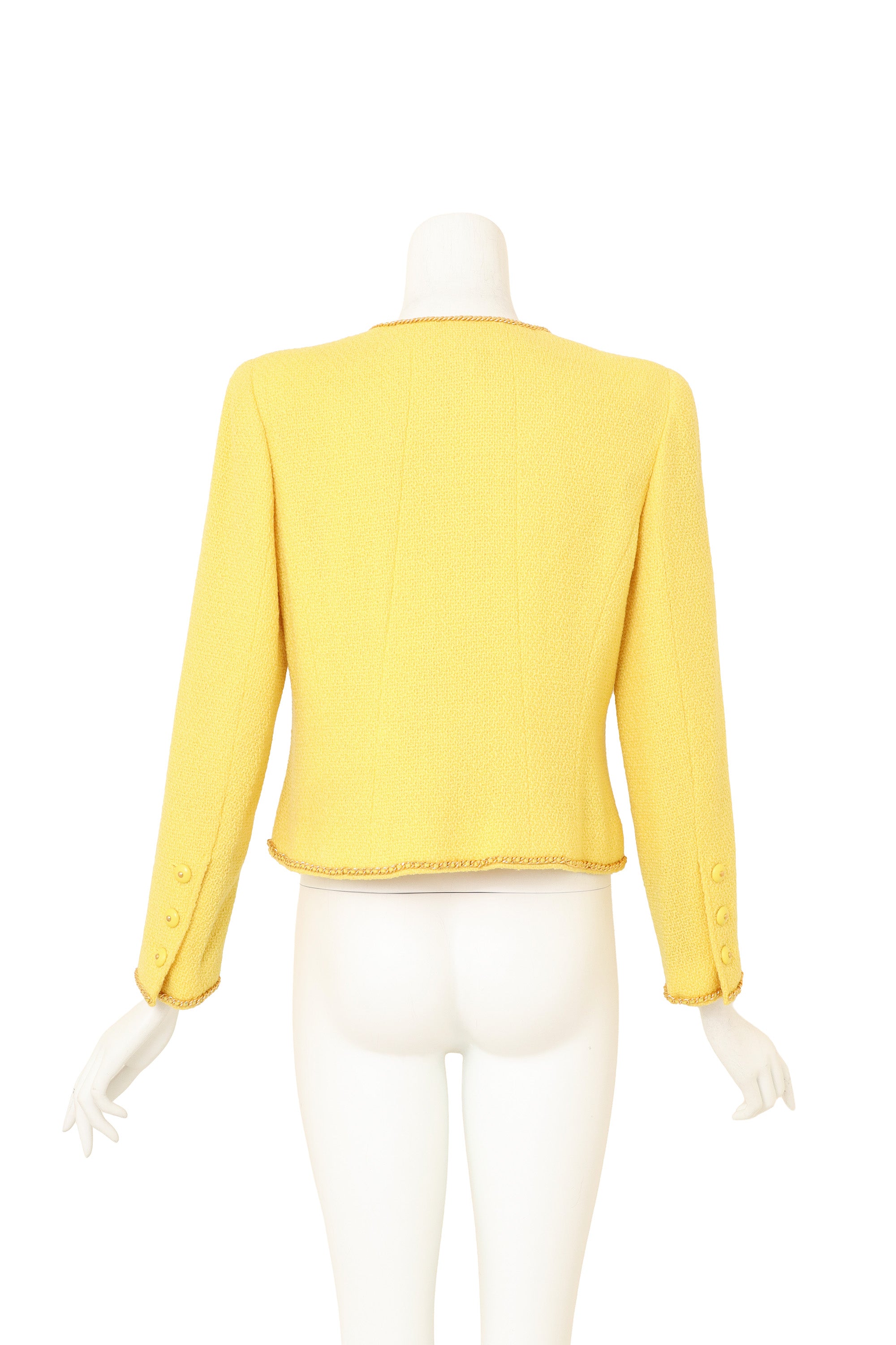 Chain Edge Bouclé Jacket by Chanel on mannequin back @ Recess LA