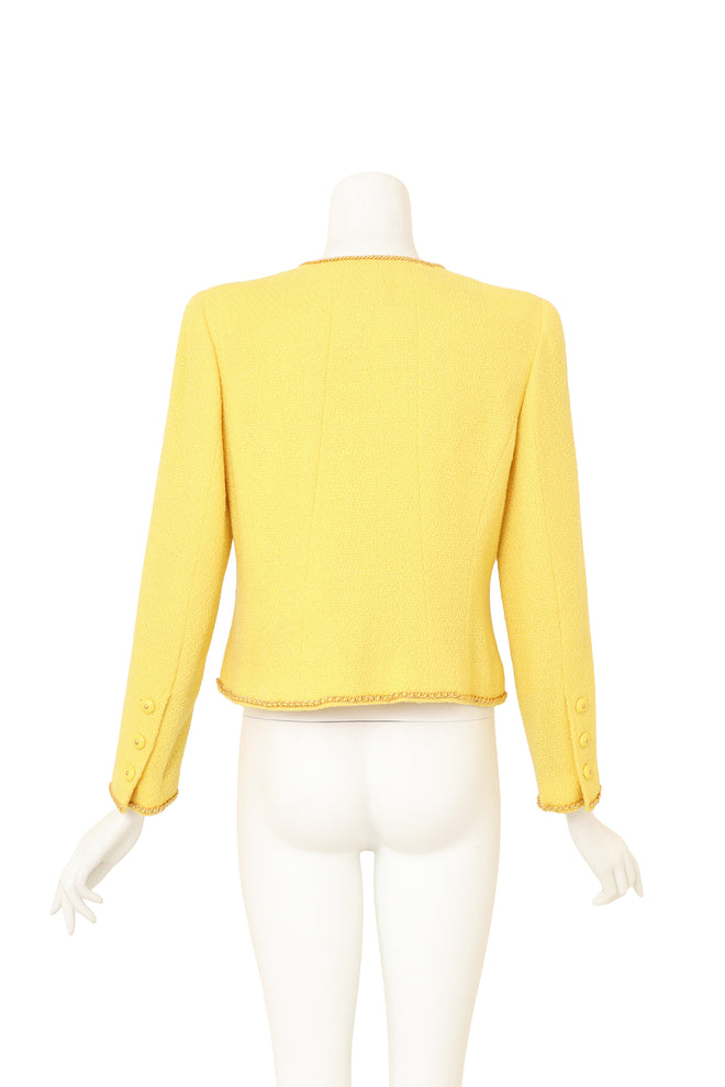 Chain Edge Bouclé Jacket by Chanel on mannequin back @ Recess LA