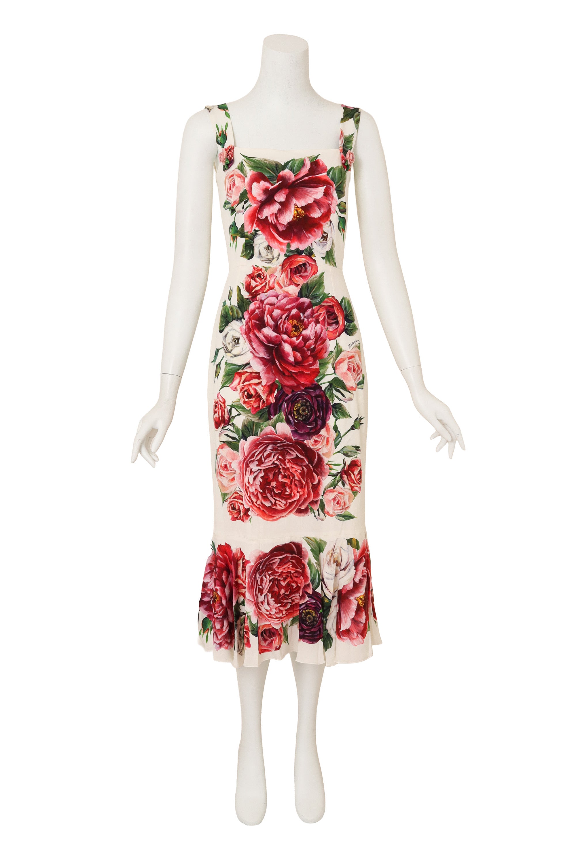Dolce & Gabbana Rose Button Floral Tea Dress on mannequin at Recess 