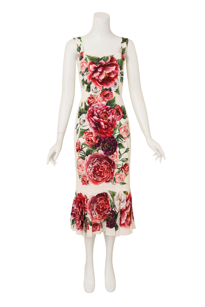 Dolce & Gabbana Rose Button Floral Tea Dress on mannequin at Recess 