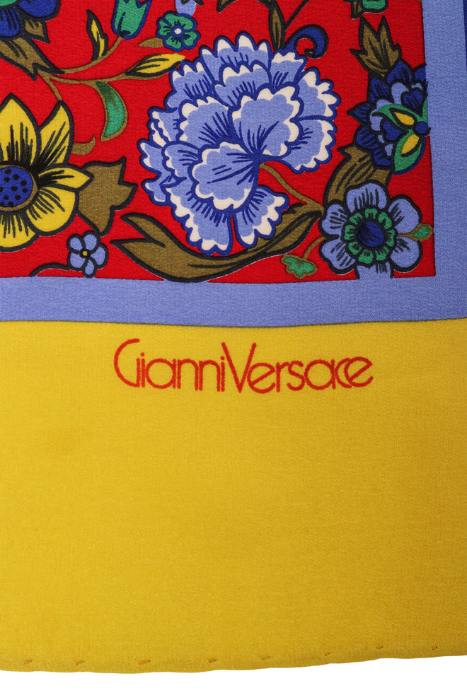 Ornate Floral Print Scarf by Gianni Versace signature @ Recess LA