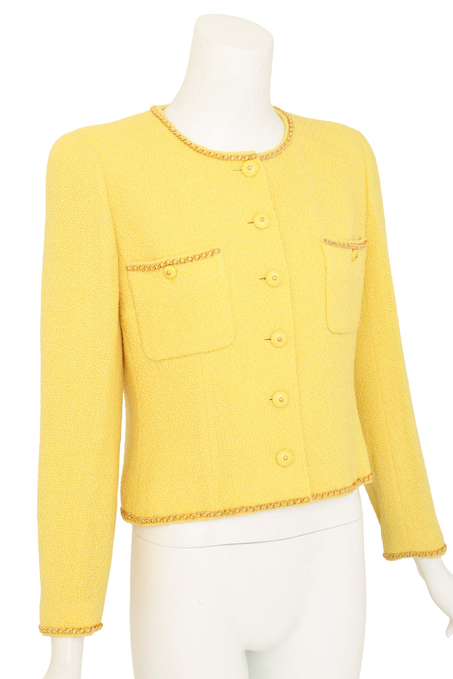 Chain Edge Bouclé Jacket by Chanel on mannequin close @ Recess LA