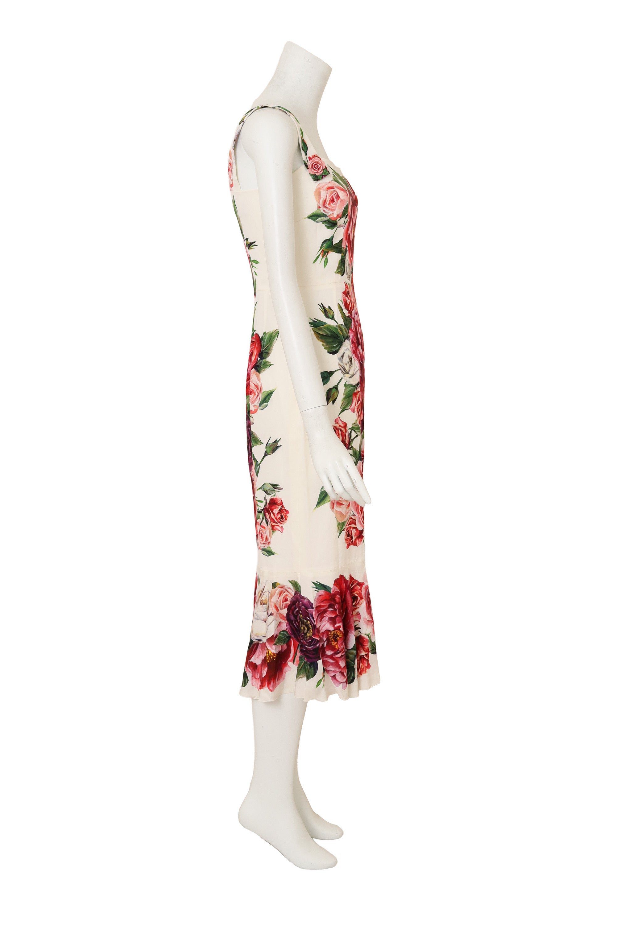 Dolce & Gabbana Rose Button Floral Tea Dress on mannequin at Recess 