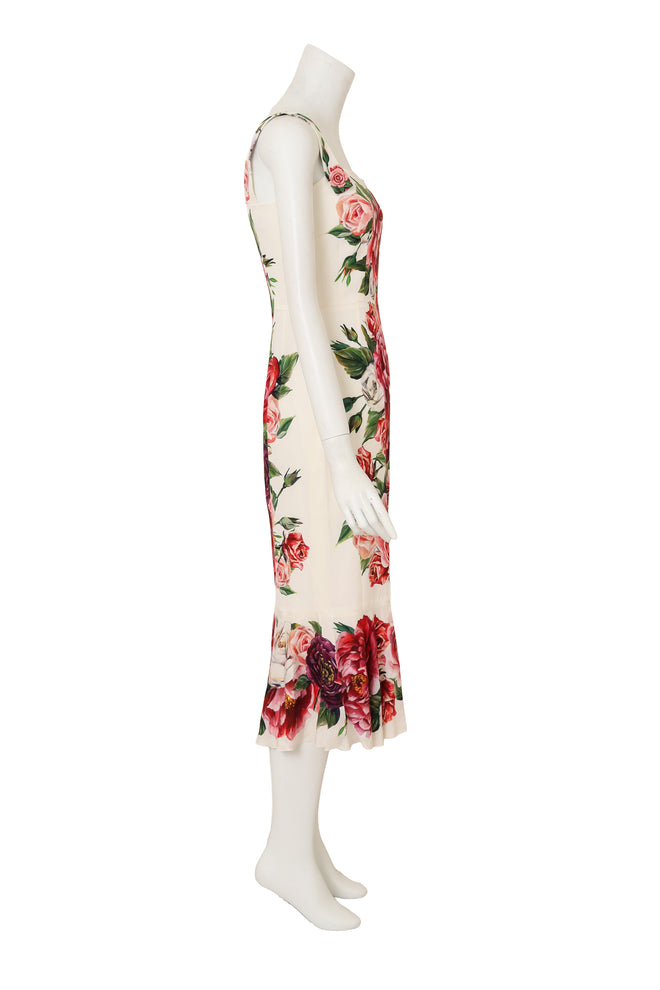 Dolce & Gabbana Rose Button Floral Tea Dress on mannequin at Recess 