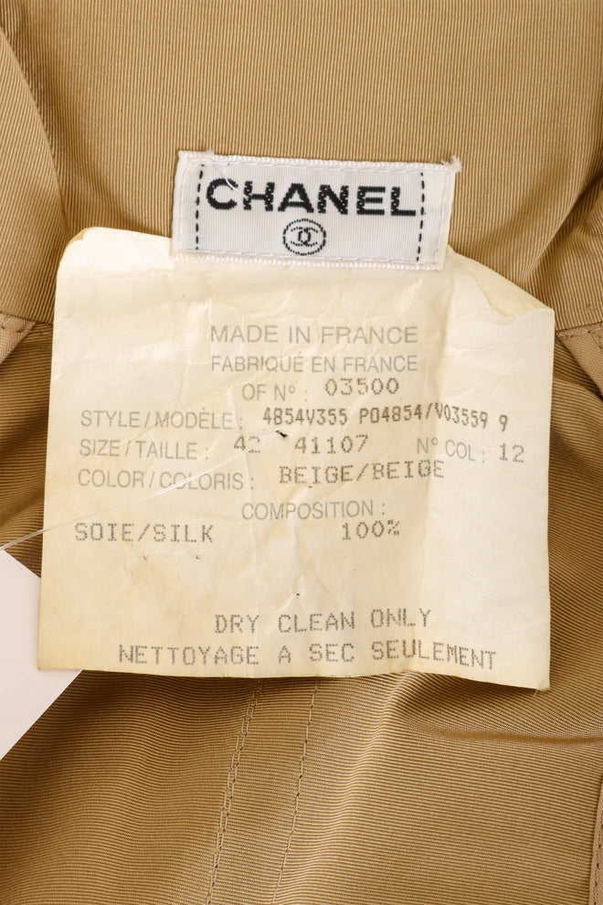 Khaki Silk Swing Coat by Chanel label @ Recess LA