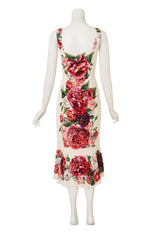 Dolce & Gabbana Rose Button Floral Tea Dress on back of mannequin at Recess 