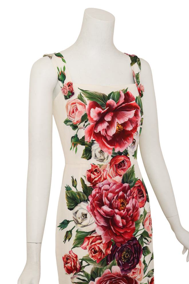 Dolce & Gabbana Rose Button Floral Tea Dress on mannequin at Recess 