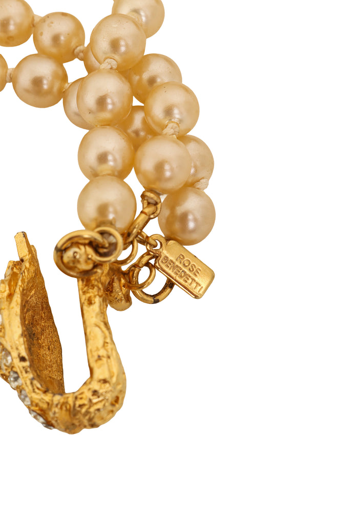 Snake Clasp Pearl Necklace by Rose Benedetti cartouche @ Recess LA