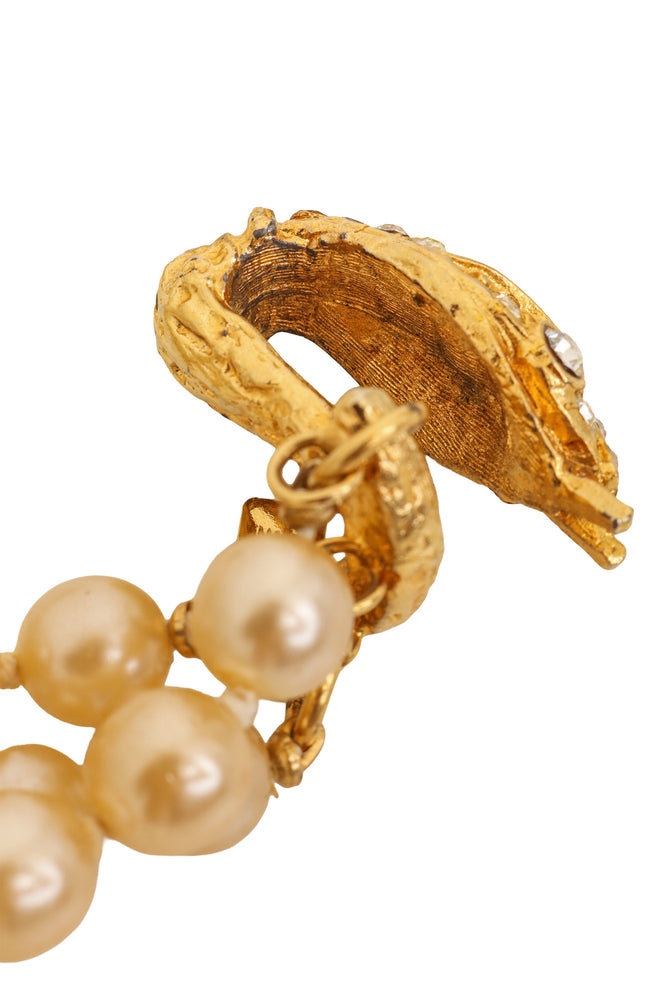 Snake Clasp Pearl Necklace by Rose Benedetti inner tarnish @ Recess LA