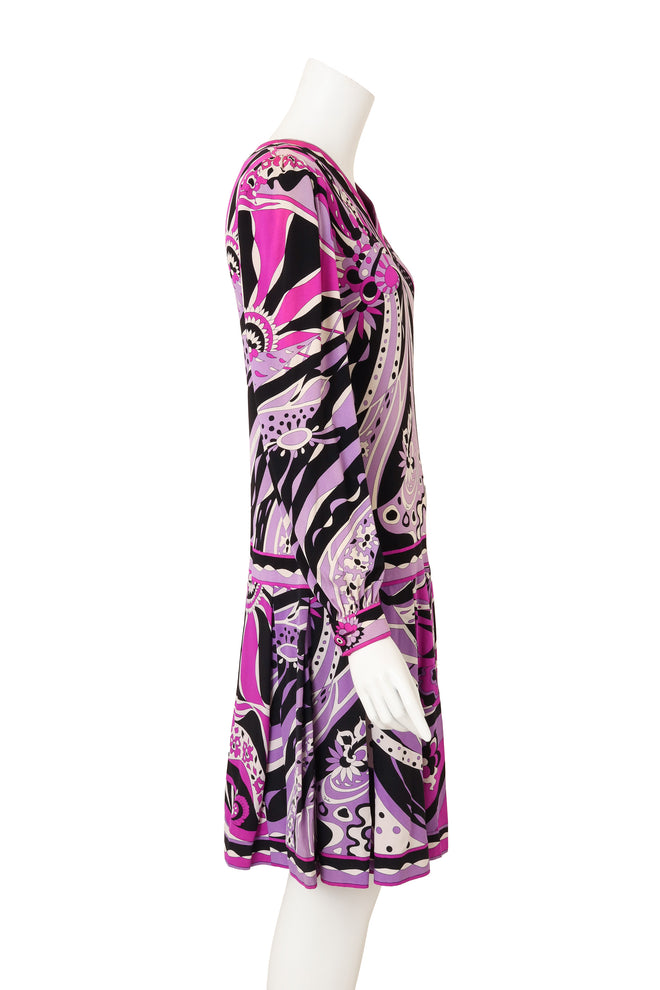 Vintage Emilio Pucci Mod Floral Dropwaist Dress on mannequin side @ Recess LA
