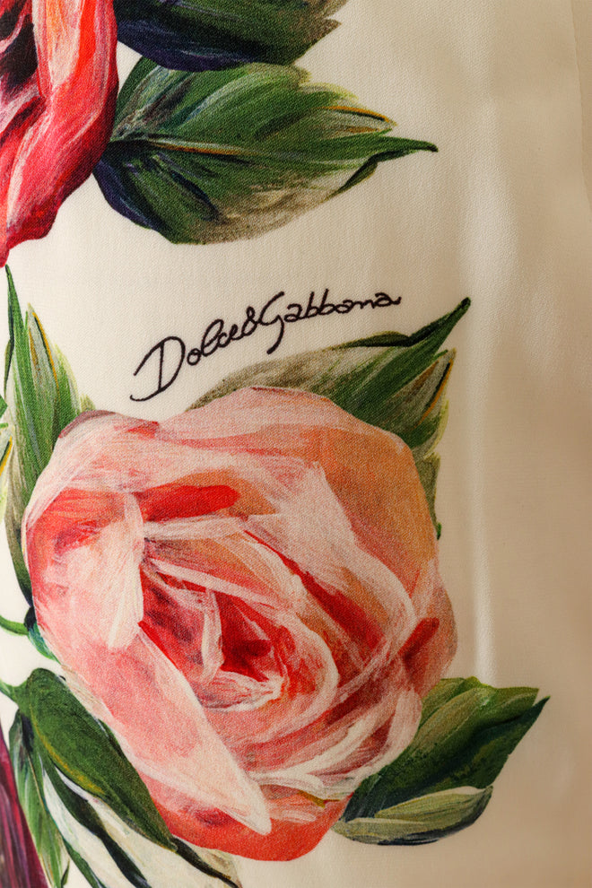 Dolce & Gabbana Rose Button Floral Tea Dress closeup at Recess 