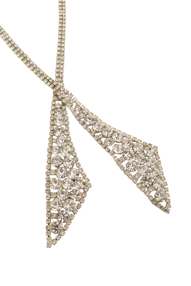 Vintage Rhinestone Lariat Scarf Necklace close @ Recess LA