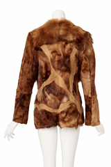 Lamb suede and fur abstract patchwork fur jacket back @ Recess LA