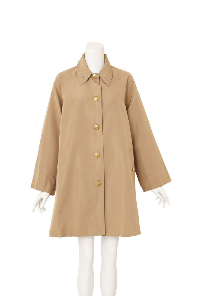 Khaki Silk Swing Coat by Chanel on mannequin @ Recess LA