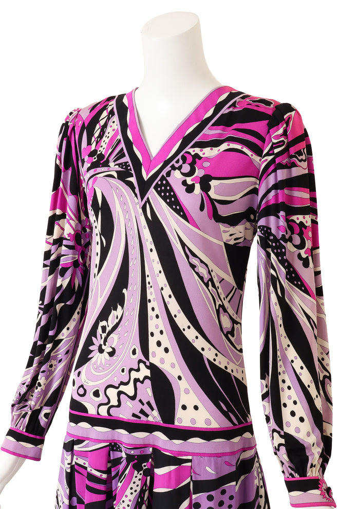 Vintage Emilio Pucci Mod Floral Dropwaist Dress on mannequin close @ Recess LA