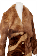 Lamb suede and fur abstract patchwork fur jacket collar @ Recess LA