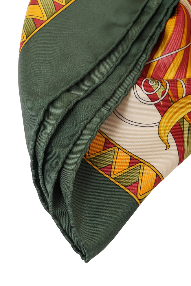 Giada Print Scarf by Salvatore Ferragamo hems @ Recess LA