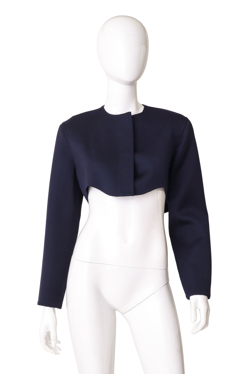 Wave Hem Bolero Jacket by Geoffrey Beene on mannequin @ Recess LA