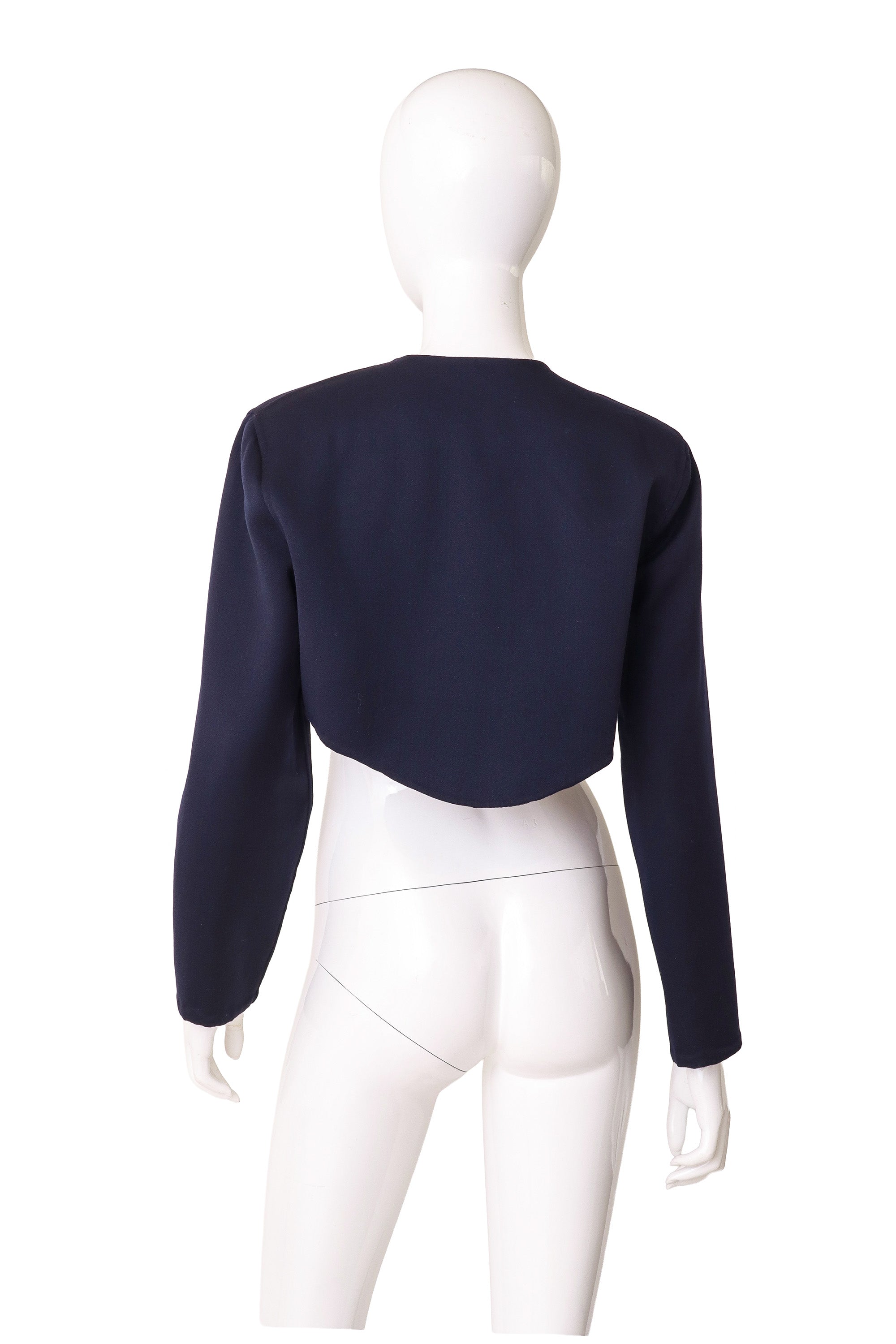 Wave Hem Bolero Jacket by Geoffrey Beene on mannequin back @ Recess LA