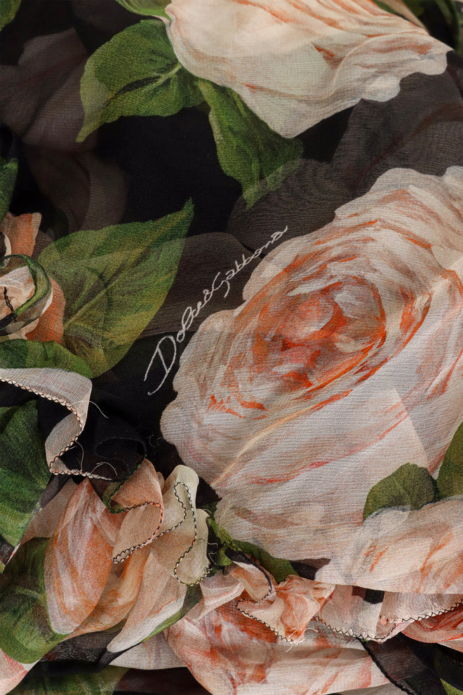 Rose Print Silk Dress by Dolce & Gabbana signed print @ Recess LA