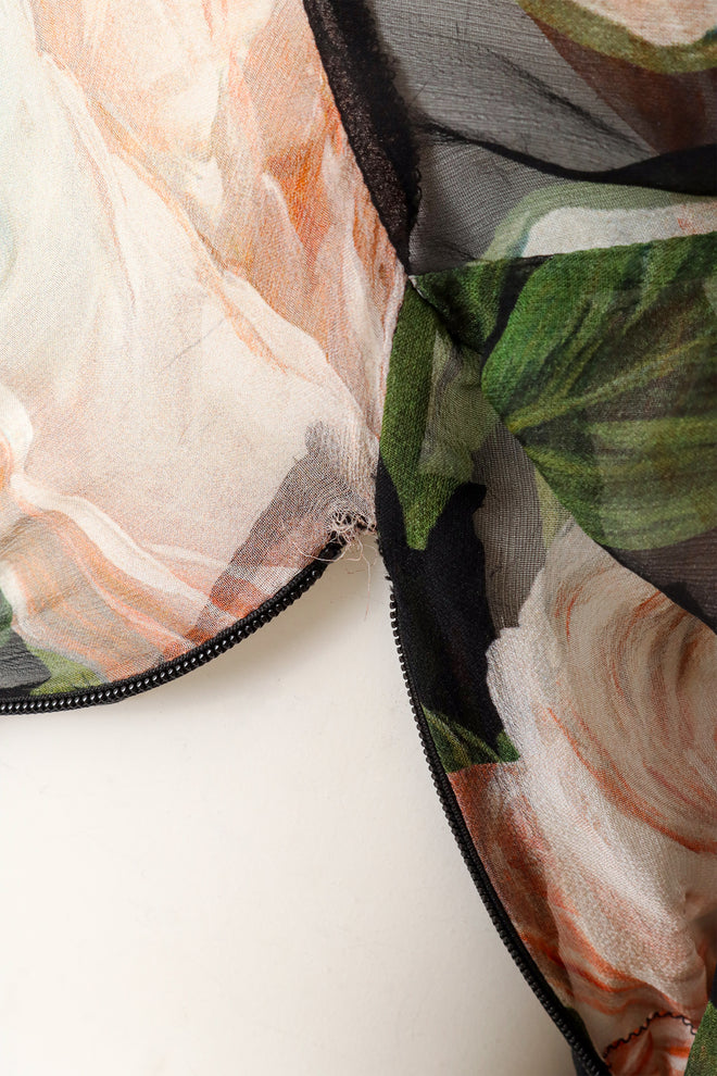 Rose Print Silk Dress by Dolce & Gabbana pull at zipper @ Recess LA