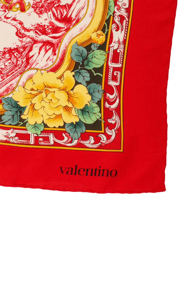 Floral Filigree Bird Print Scarf by Valentino signature @ Recess LA